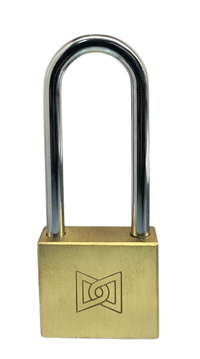 قفل آویز میله بلند ساده برنجی کلید ساده سایز 50 میلی متر گیرا مدل 016